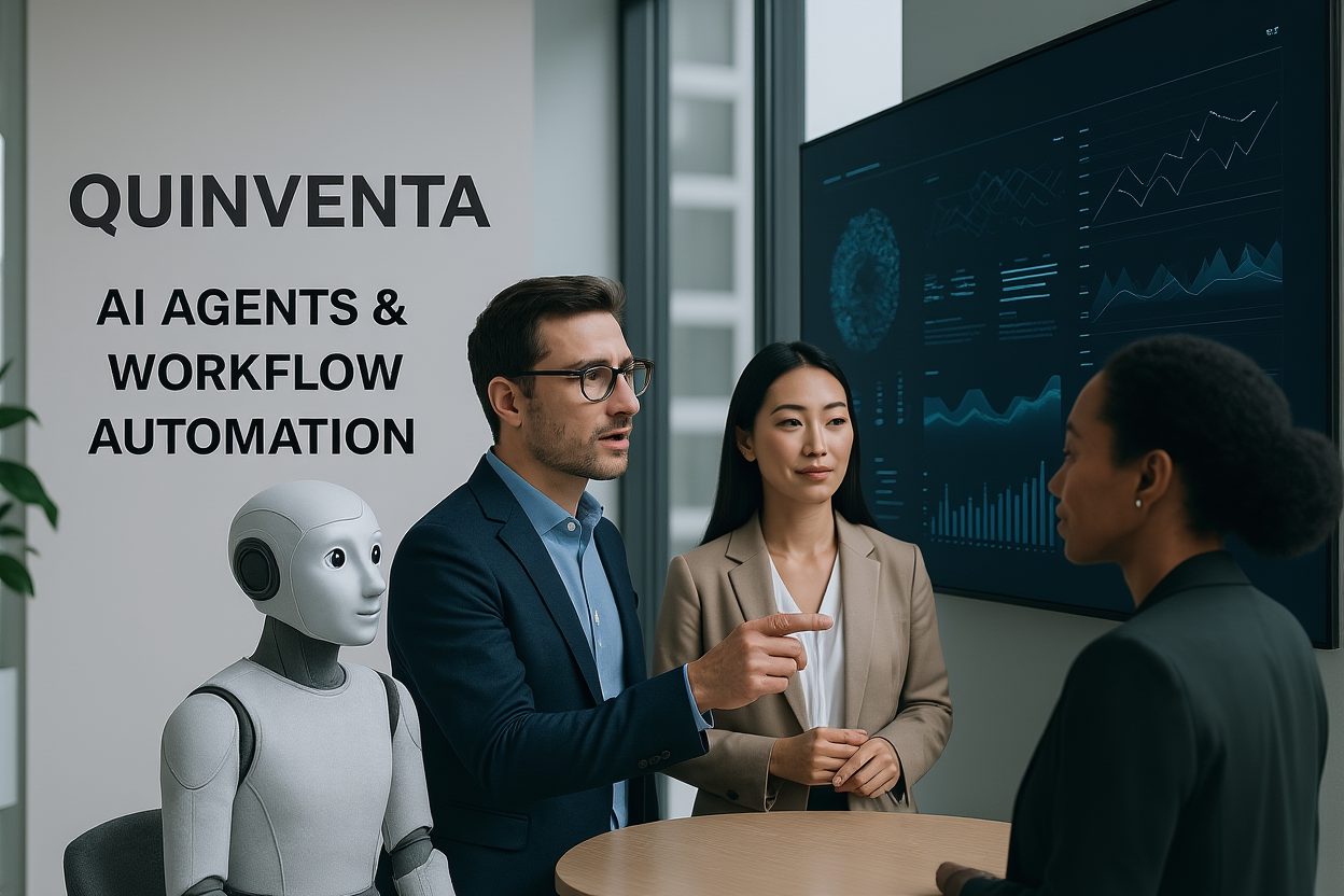 AI Agent automating repetitive tasks with data and documents in a modern office